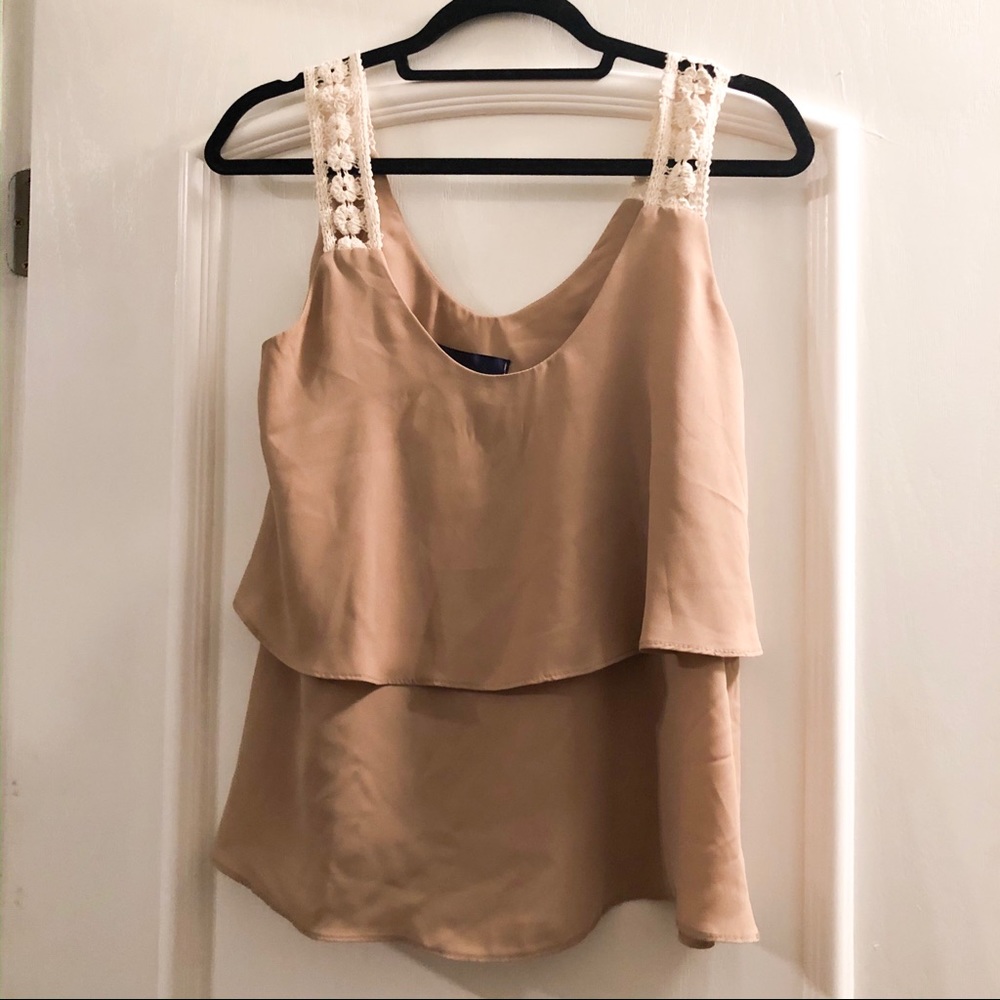Tan lace strap tank top